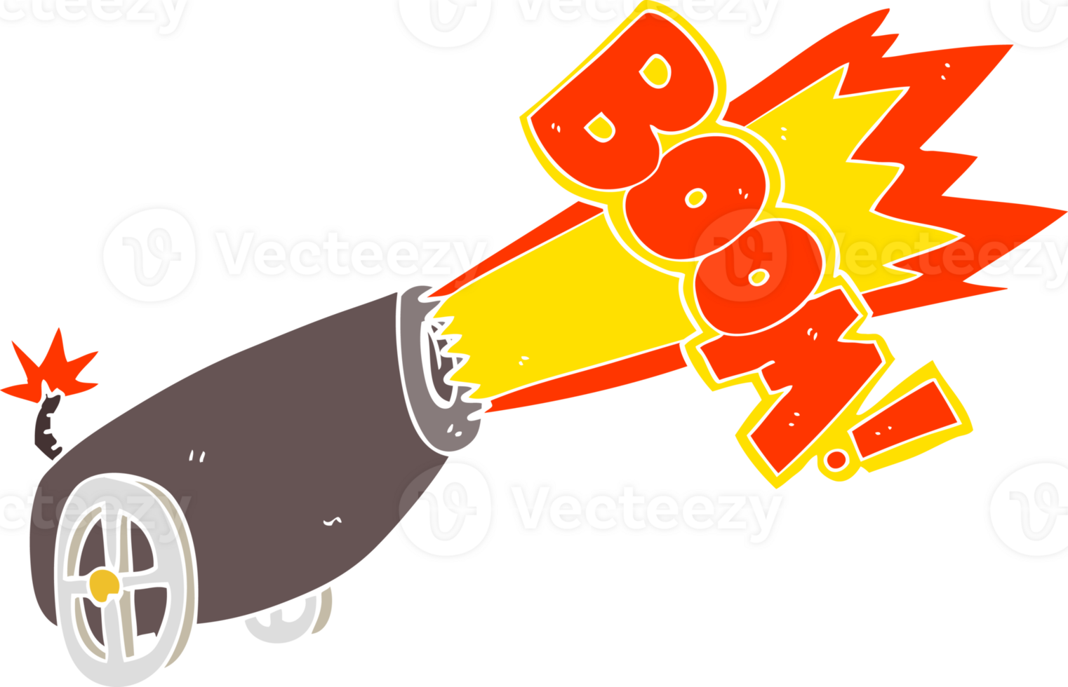 flat color illustration of a cartoon cannon shooting png