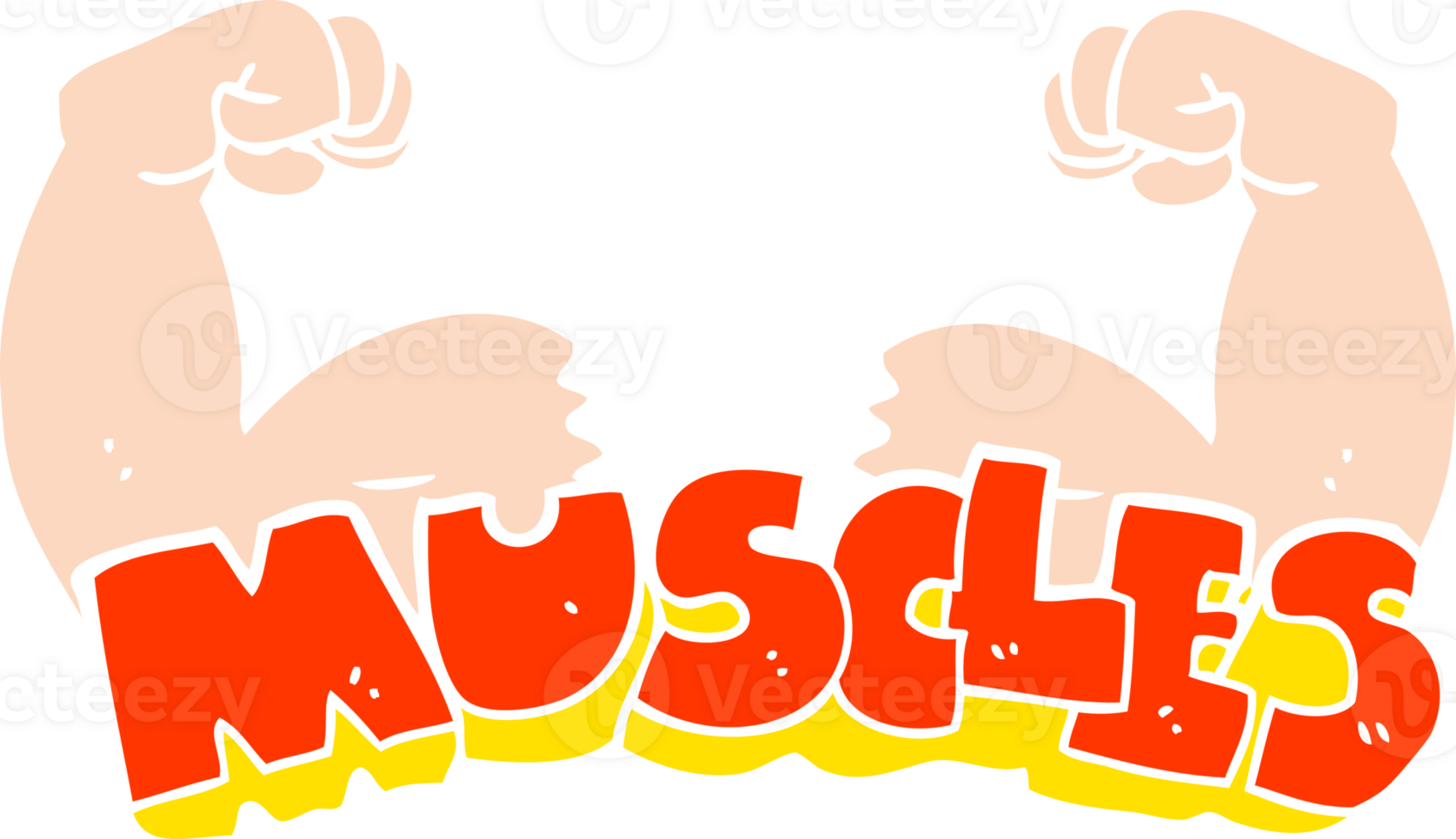 flat color illustration of a cartoon muscles symbol png