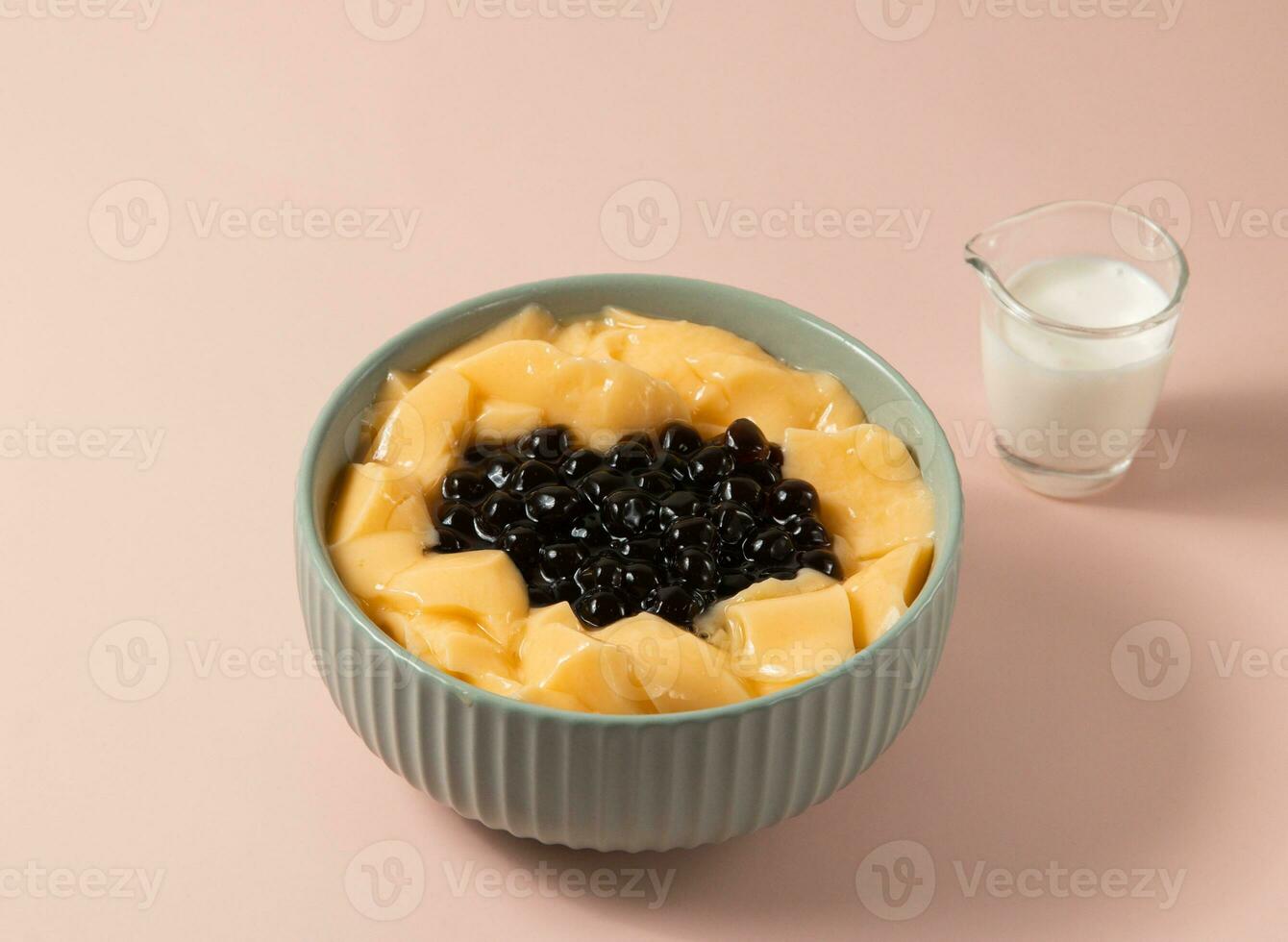 pearl pudding served in bowl isolated on background top view of taiwan food photo