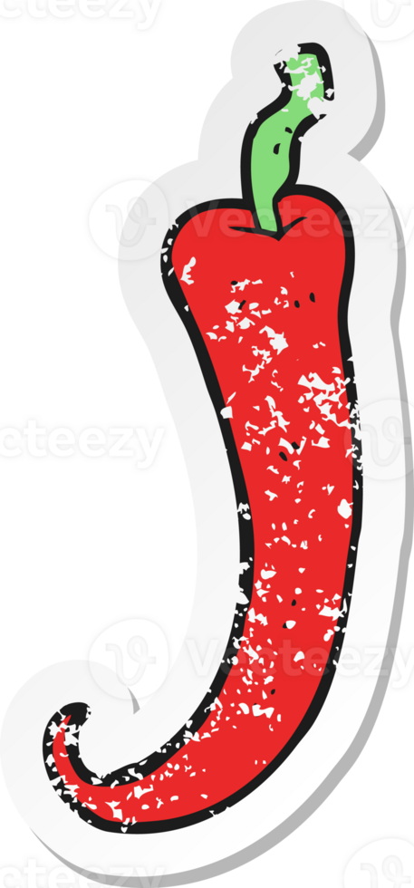 retro distressed sticker of a cartoon chilli pepper png