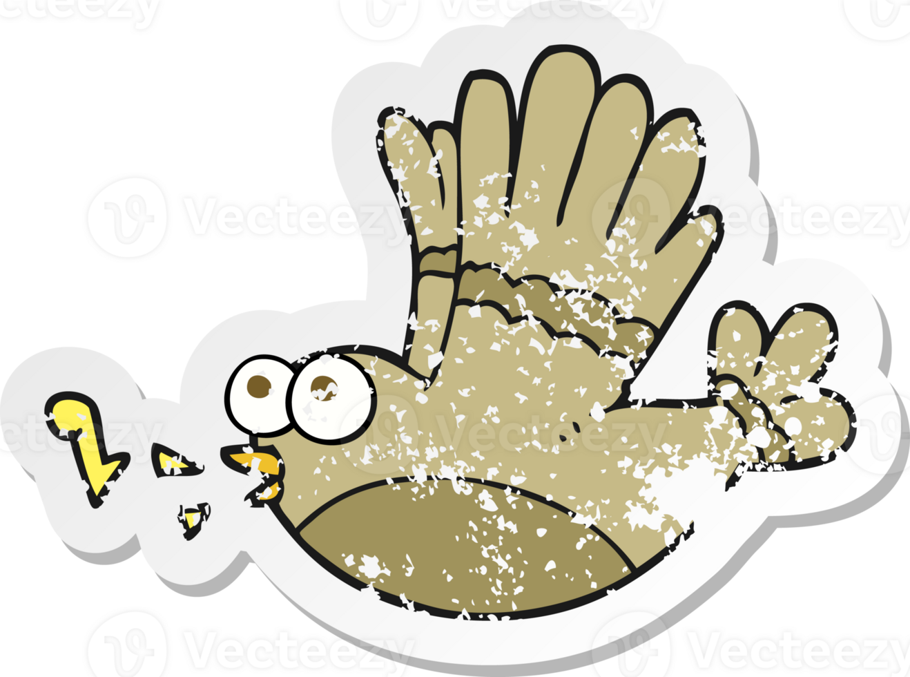 retro distressed sticker of a cartoon singing bird png