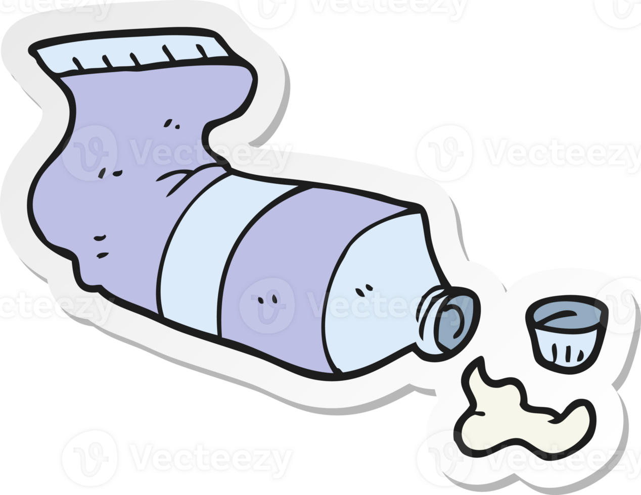 sticker of a cartoon squeezed tube of toothpaste png