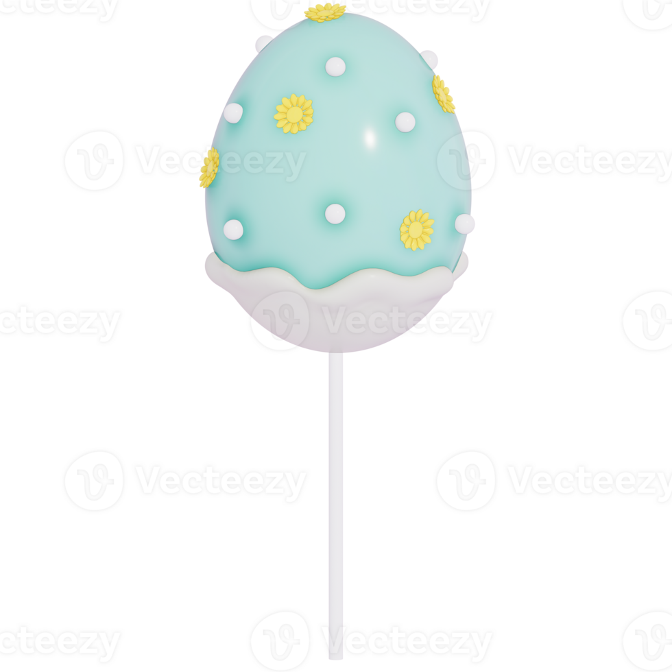 Easter holiday dessert Cake pops shaped Easter eggs and cute decorated on transparent background, 3D rendering png
