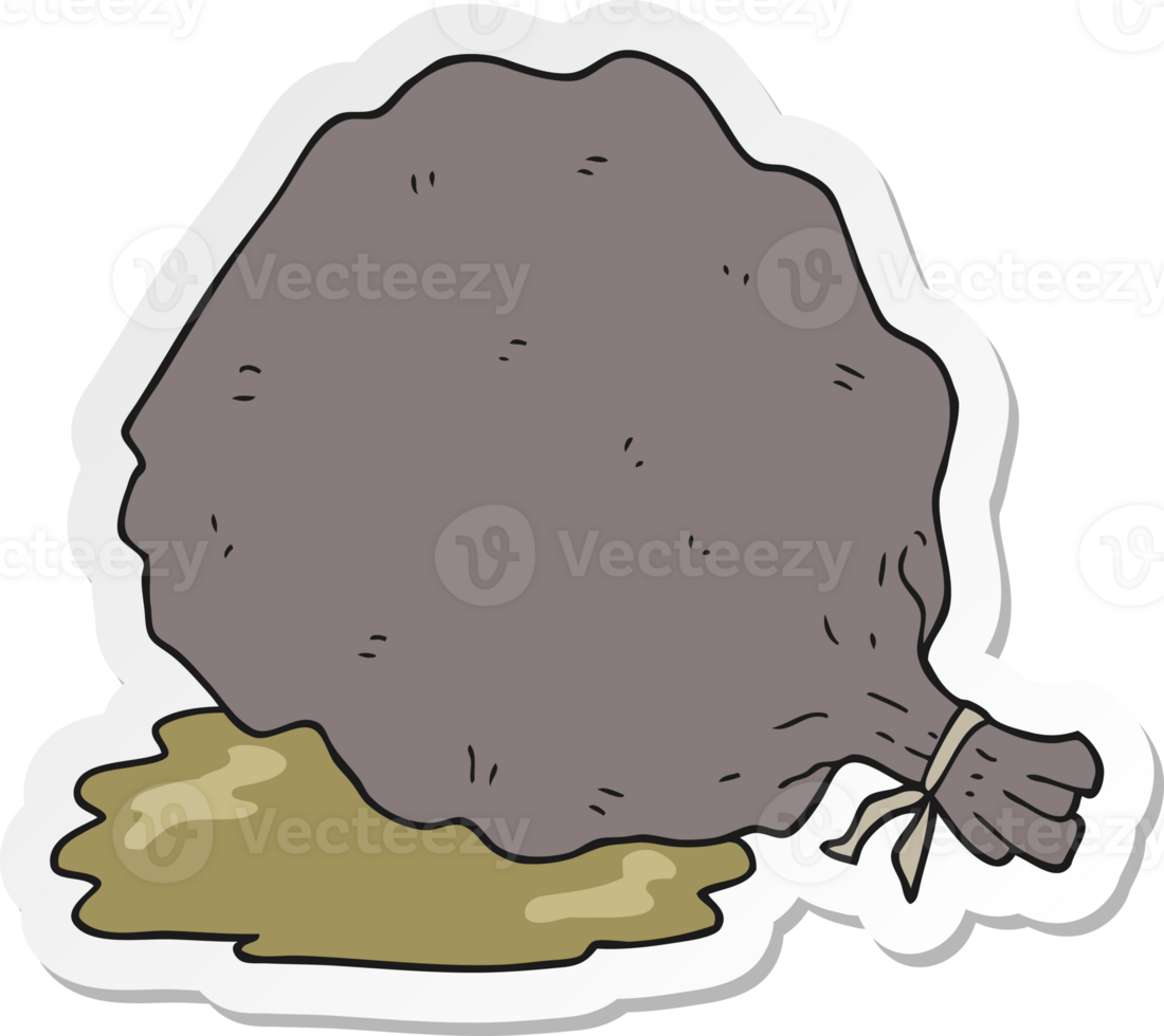 sticker of a cartoon sack of garbage png