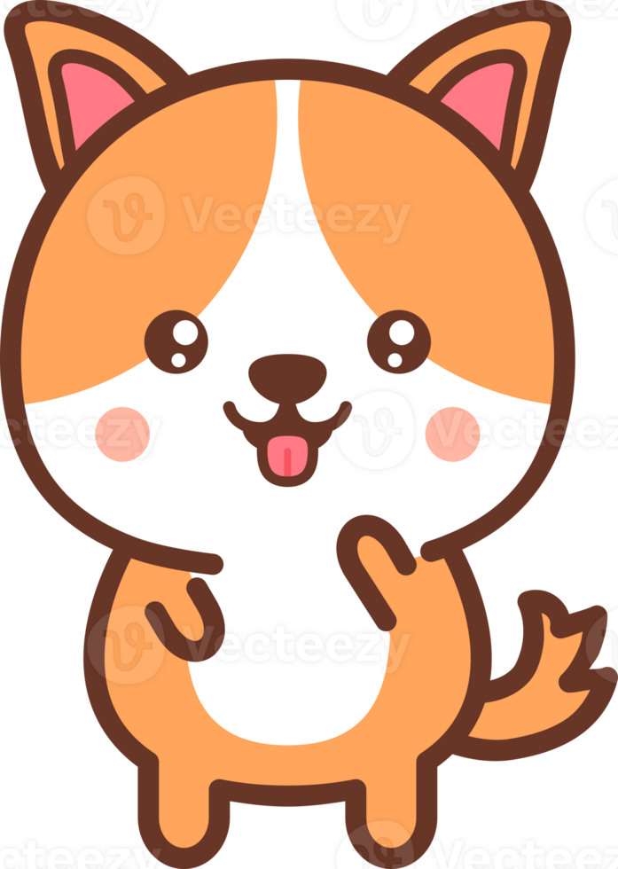 Cute puppy dog character with a happy face png