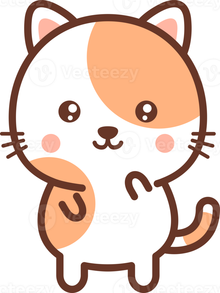 Cute cat character with a happy face png