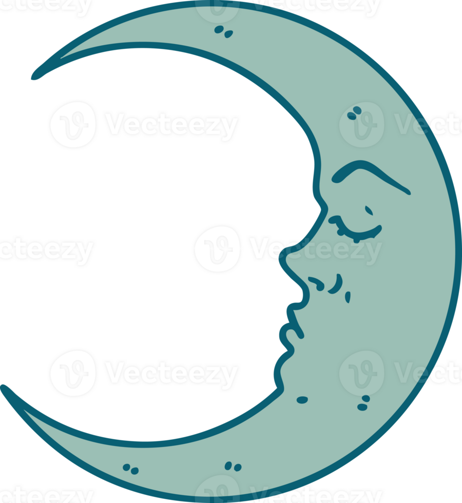 tattoo style icon of a crescent moon png