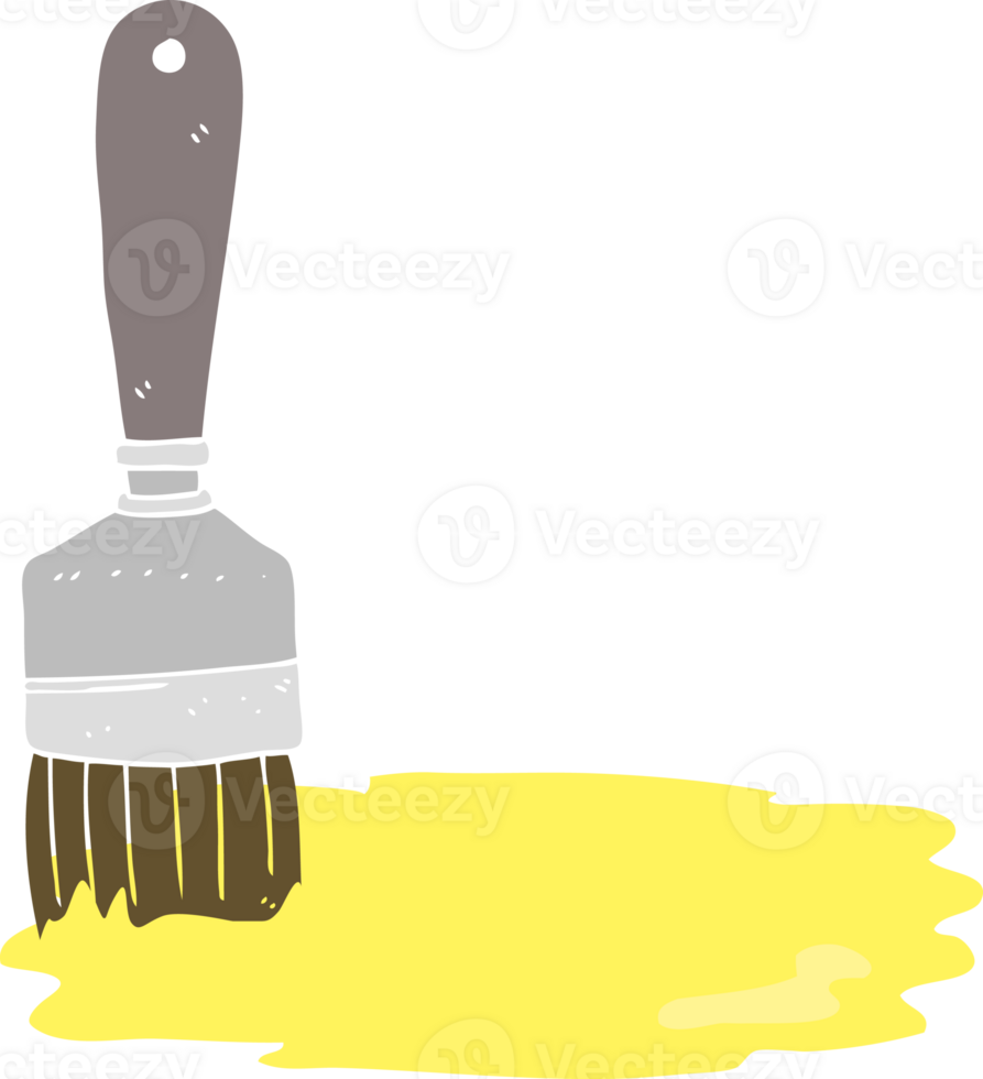 flat color illustration of a cartoon paint brush png