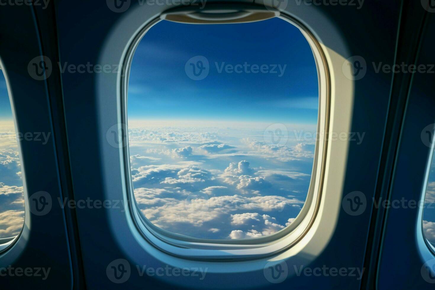 AI generated Horizon canvas panoramic sky view from the airplane window photo