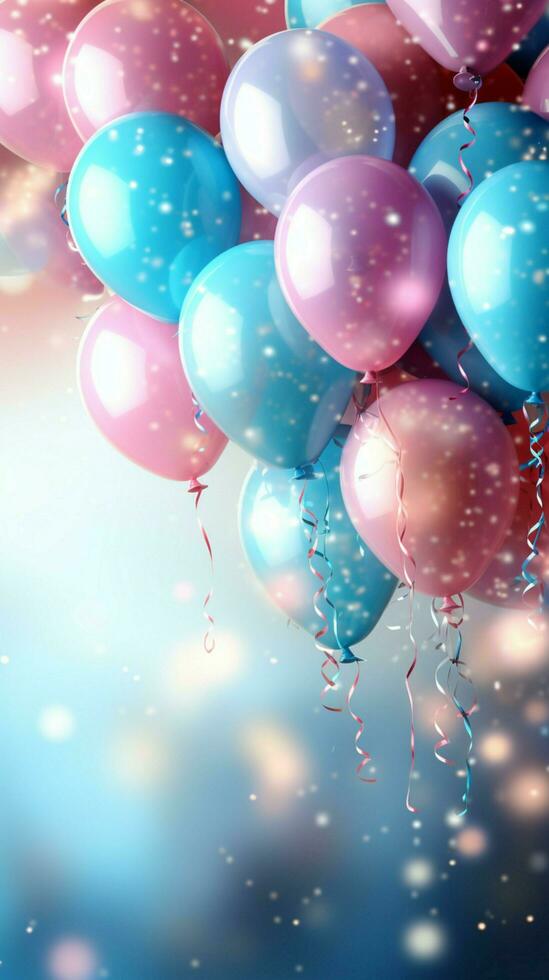 AI generated Festive background featuring blue and pink balloons