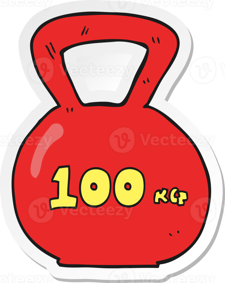 autocollant d'un poids de cloche de bouilloire de 100 kg de dessin animé png