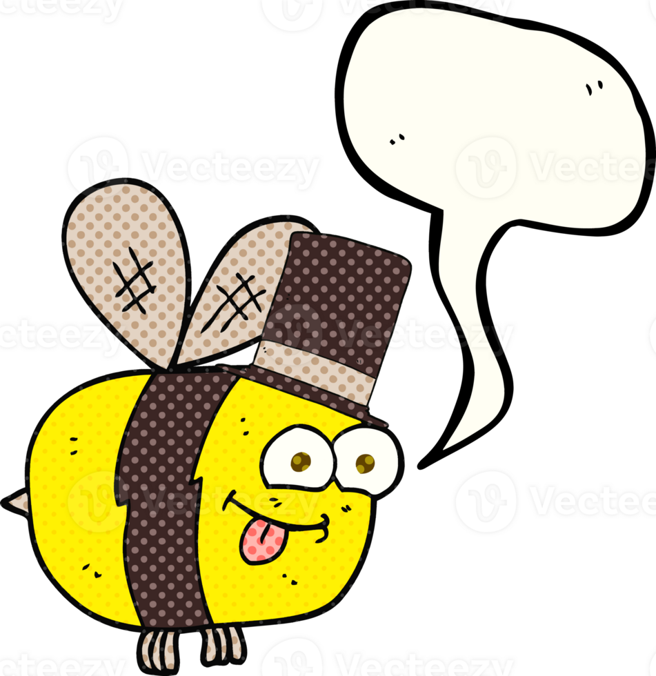 comic book speech bubble cartoon bee wearing hat png