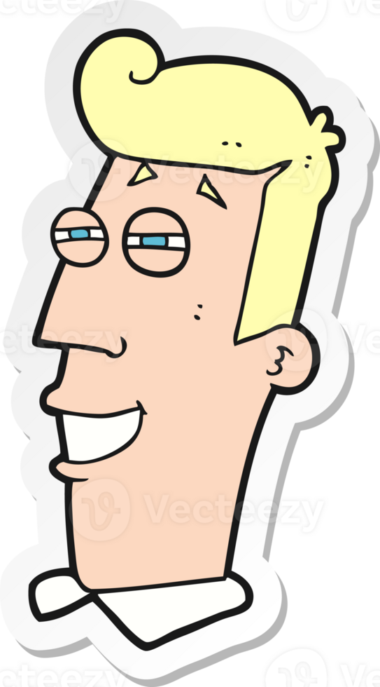 sticker of a cartoon grinning man png