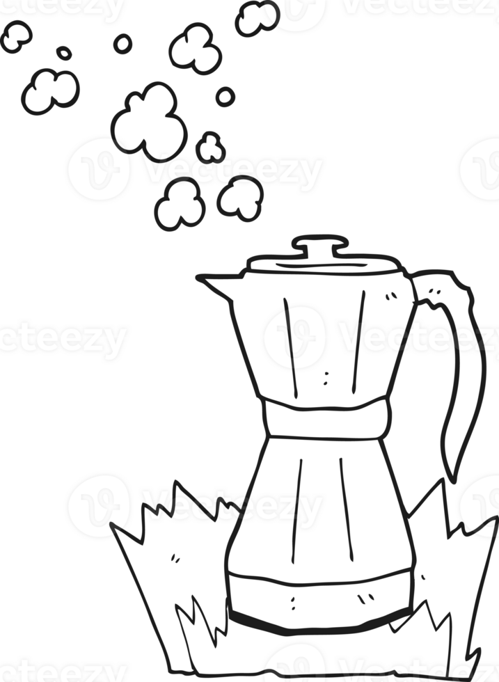 black and white cartoon stovetop espresso maker png