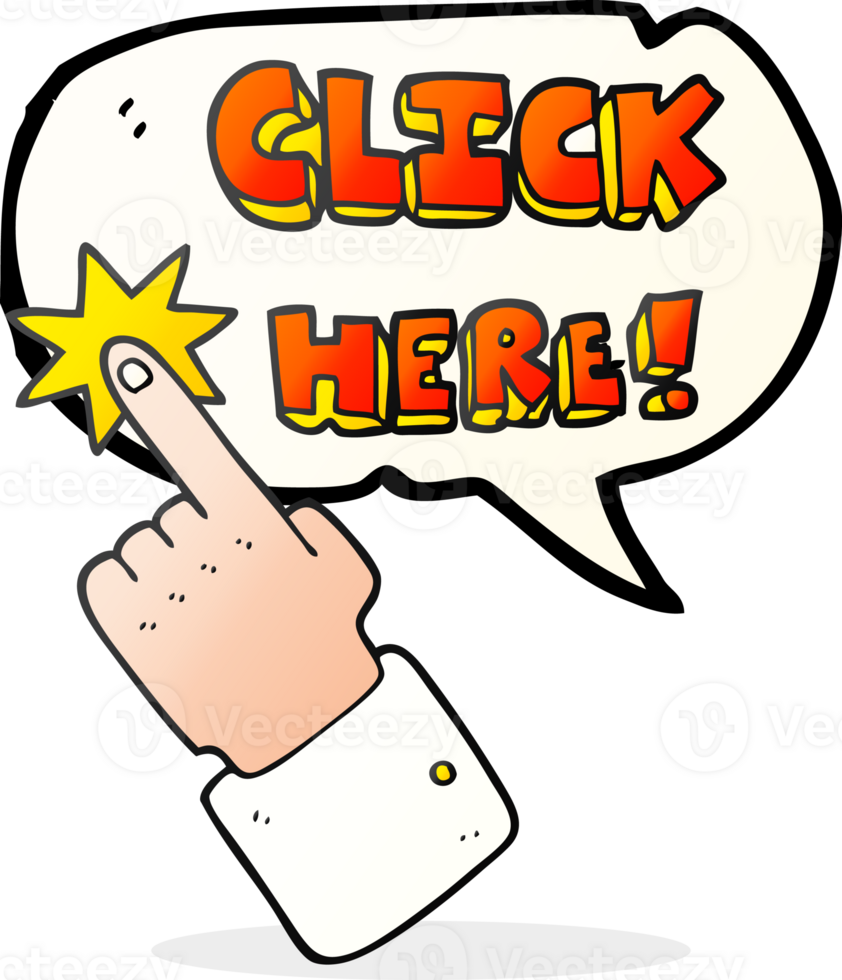 speech bubble cartoon click here sign with finger png