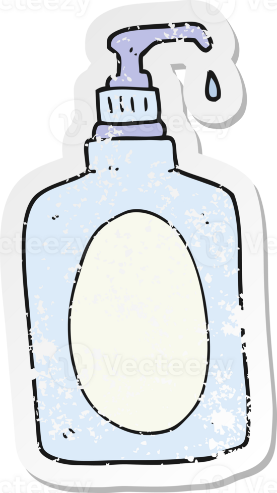 retro distressed sticker of a cartoon hand soap png