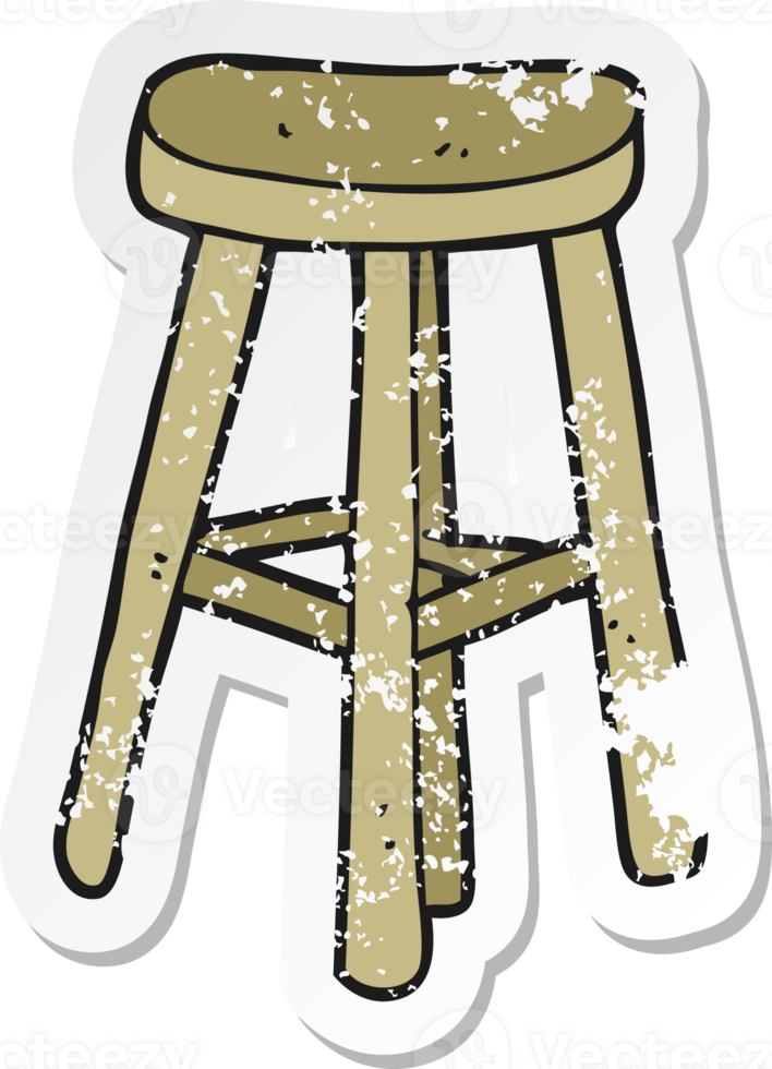 retro distressed sticker of a cartoon stool png