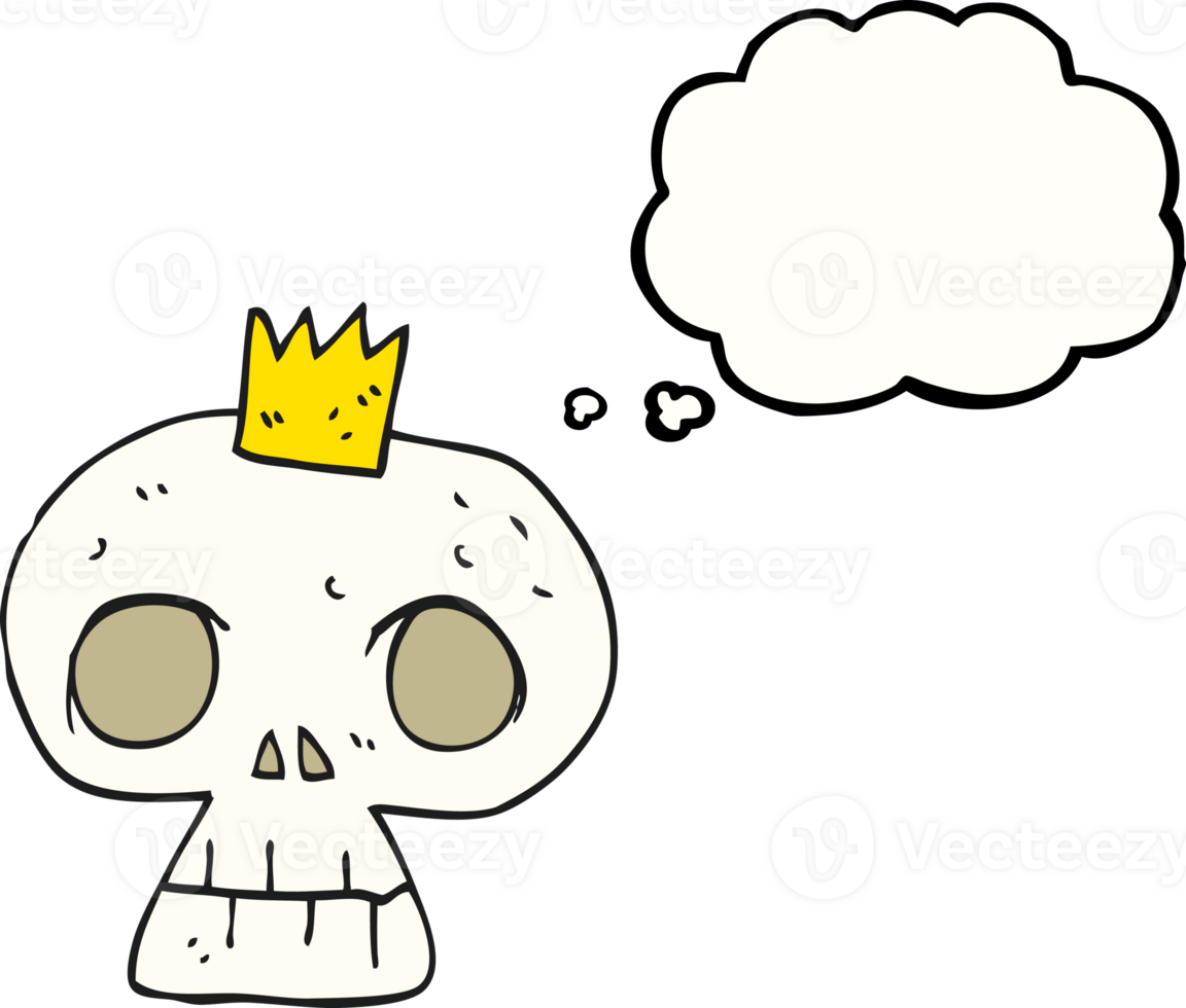 thought bubble cartoon skull with crown png
