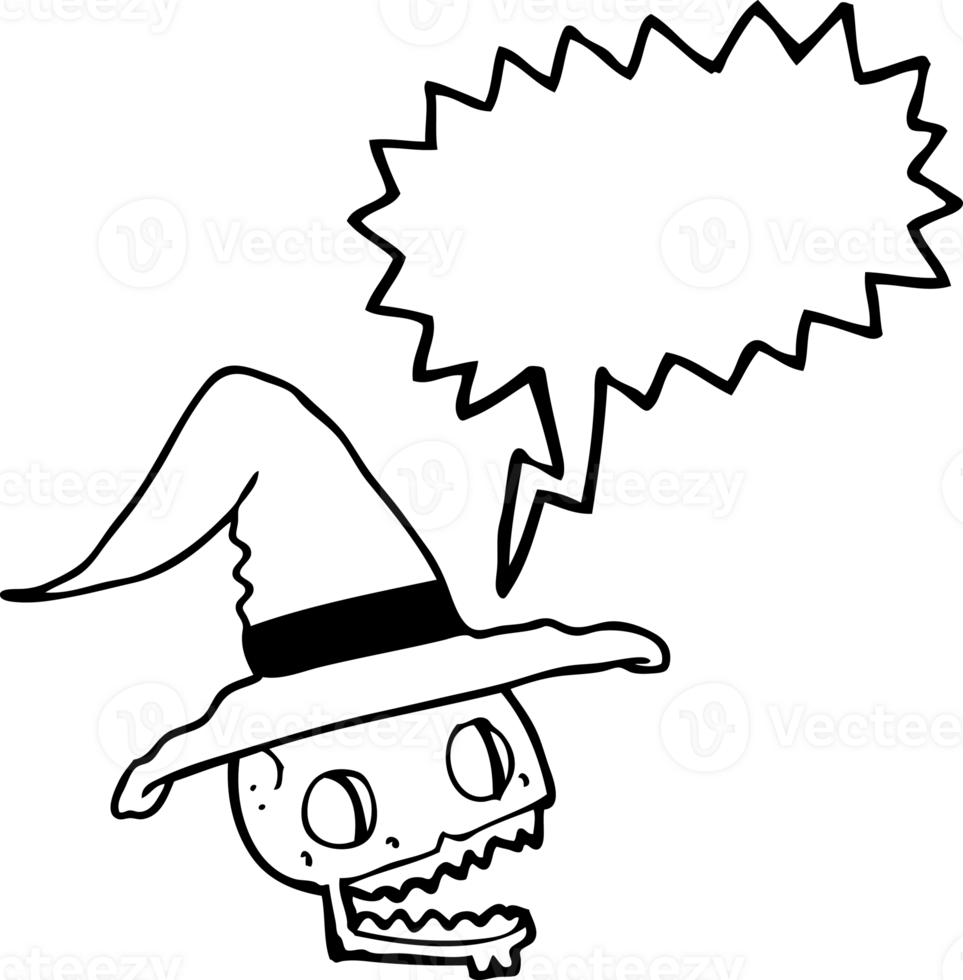 speech bubble cartoon skull wearing witch hat 36485798 PNG