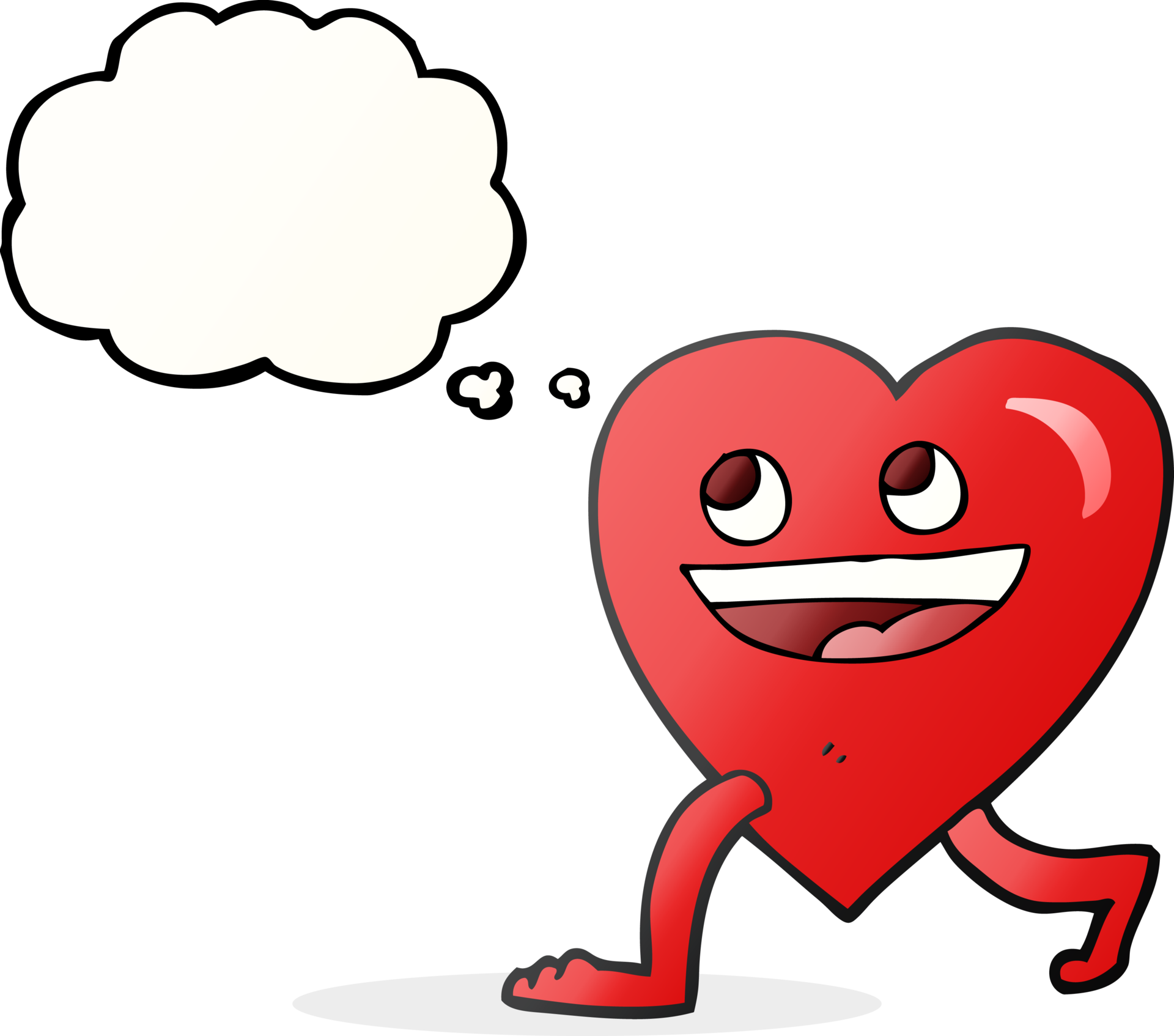 thought bubble cartoon walking heart 36485855 PNG