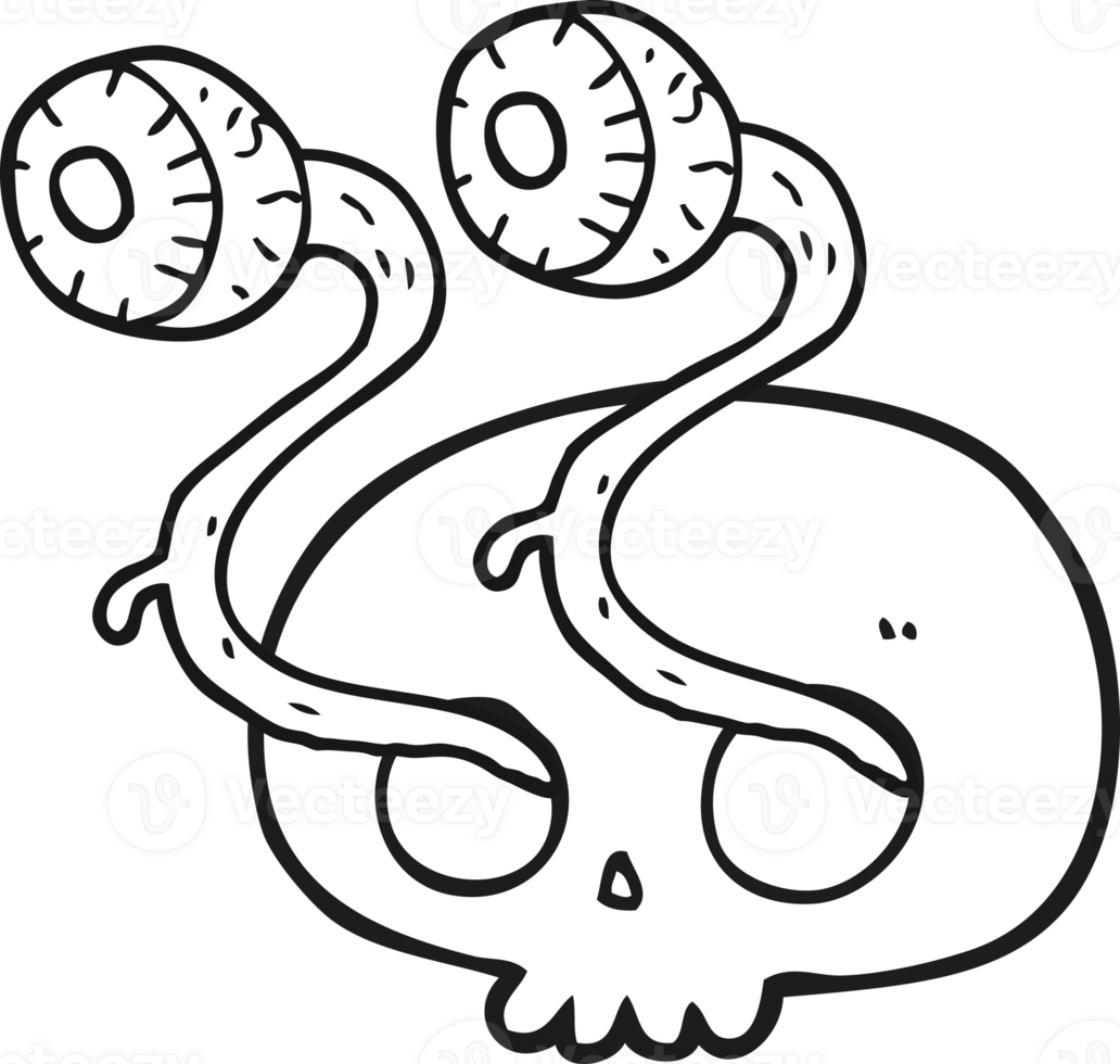 gross black and white cartoon eyeball skull png