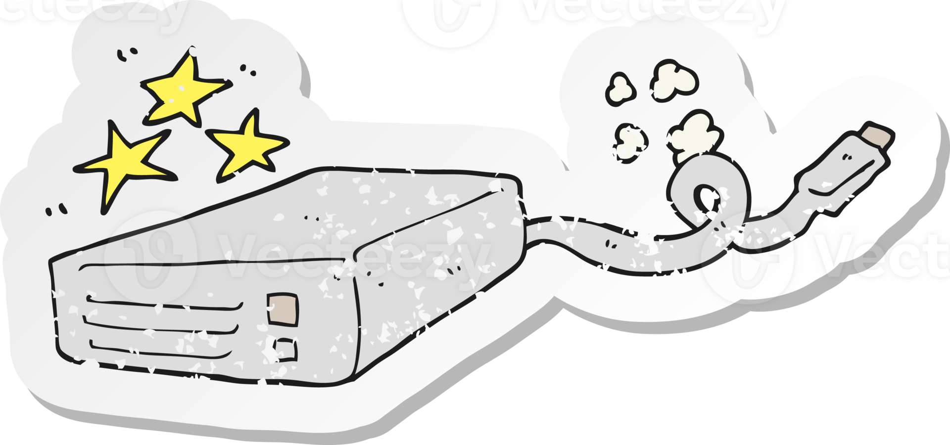 retro distressed sticker of a cartoon computer hard drive png