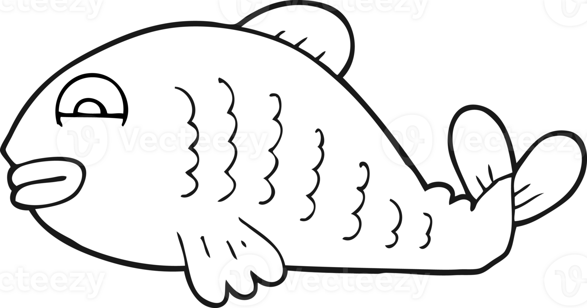 black and white cartoon fish png