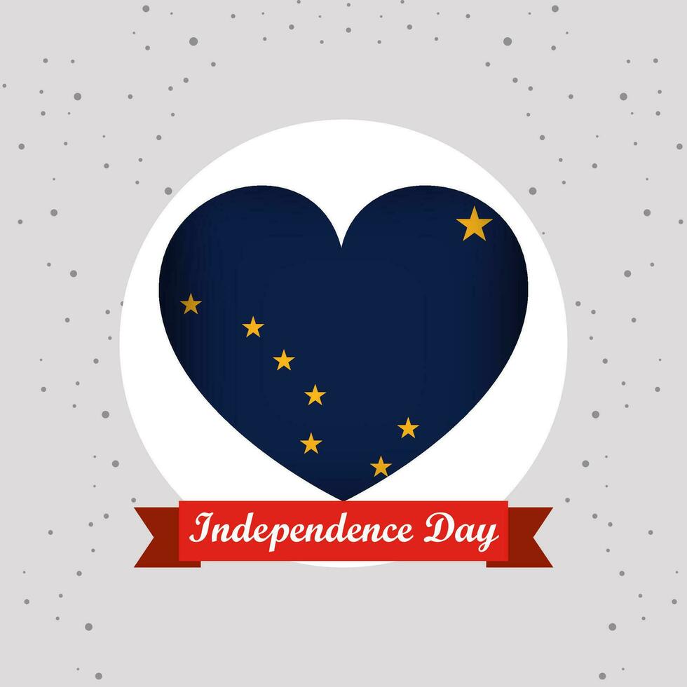 Alaska Independence Day With Heart Emblem Design vector