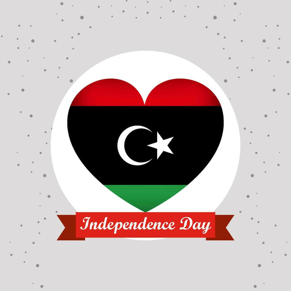 Libia independencia día con corazón emblema diseño vector