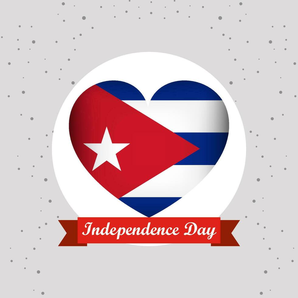 Cuba Independence Day With Heart Emblem Design vector
