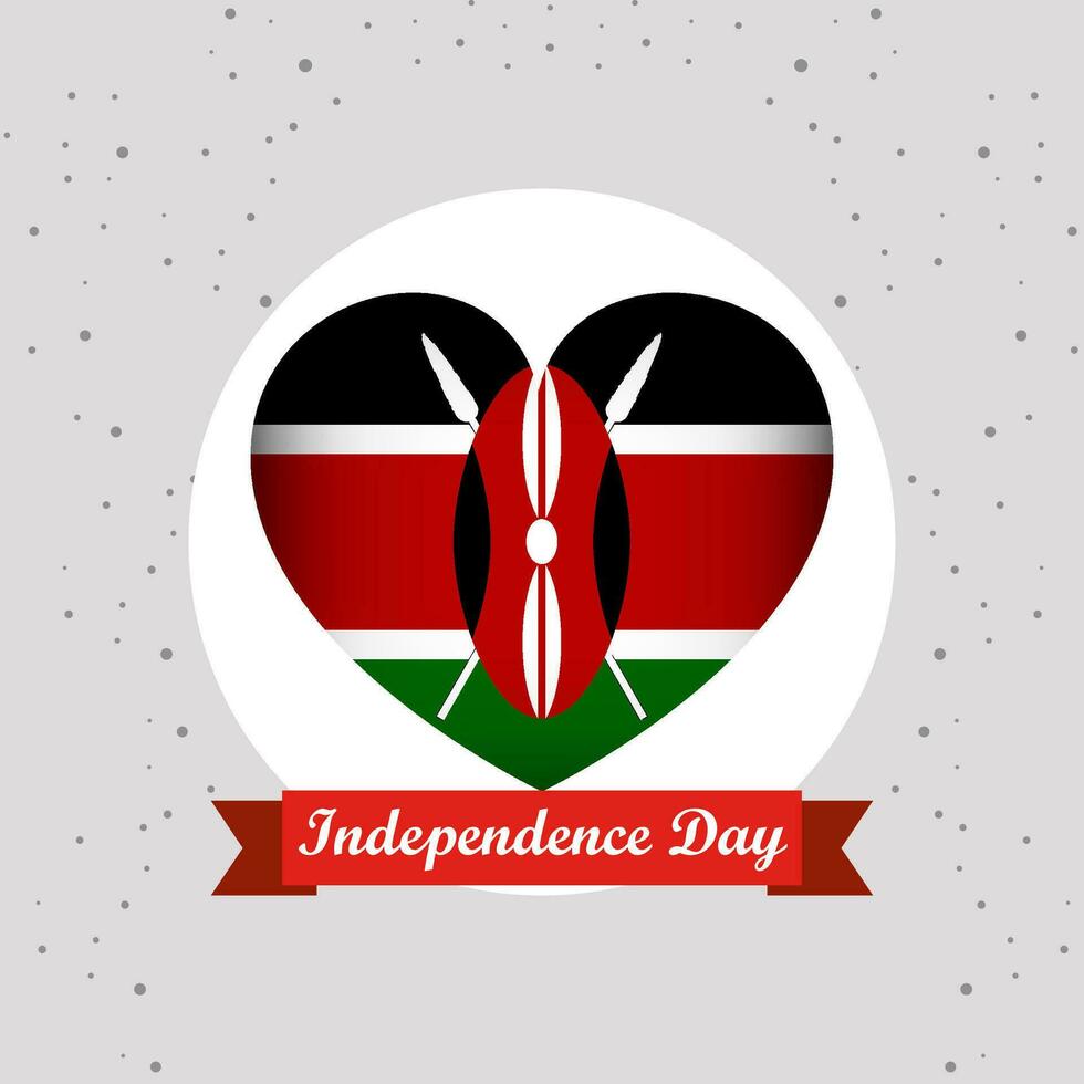 Kenia independencia día con corazón emblema diseño vector