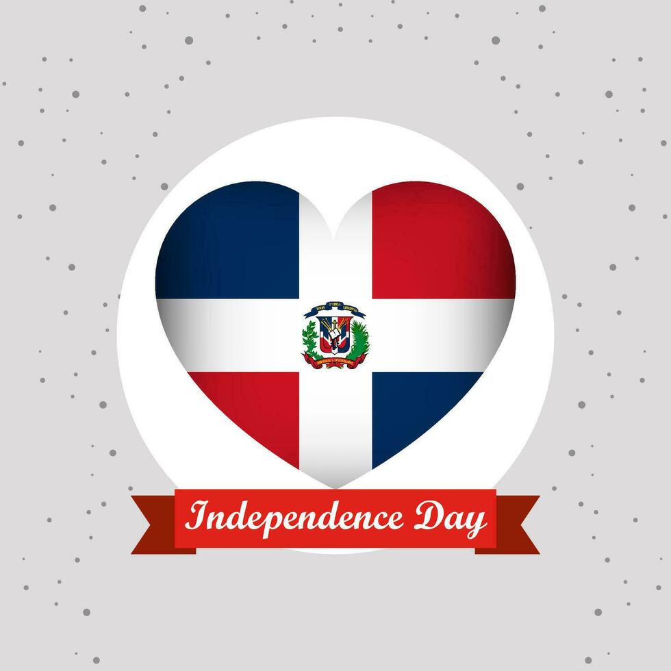 Dominican Republic Independence Day With Heart Emblem Design vector