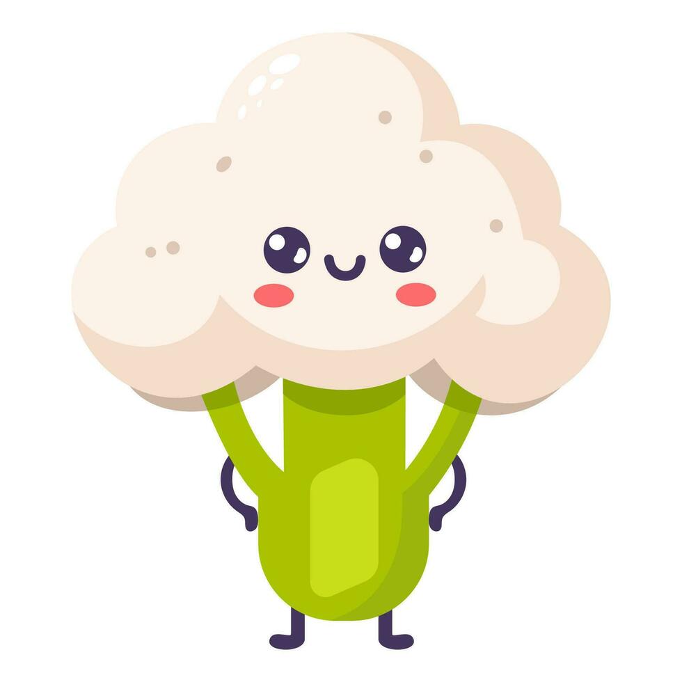 Groovy cartoon funny cauliflower vector