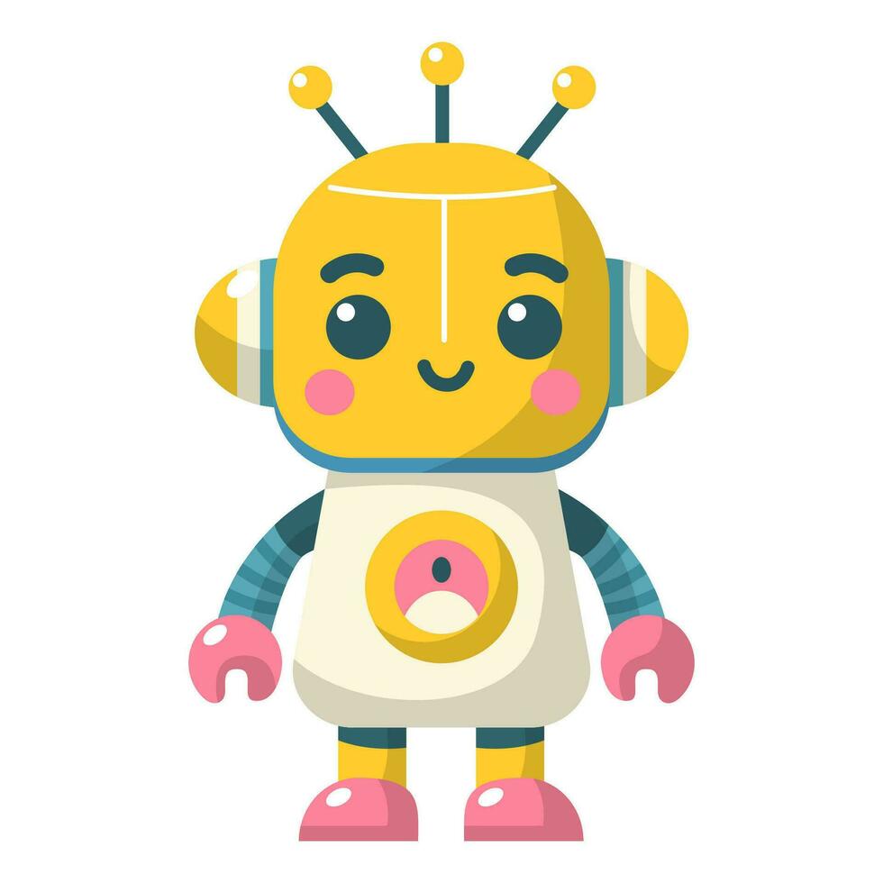 Yellow and white robot vector