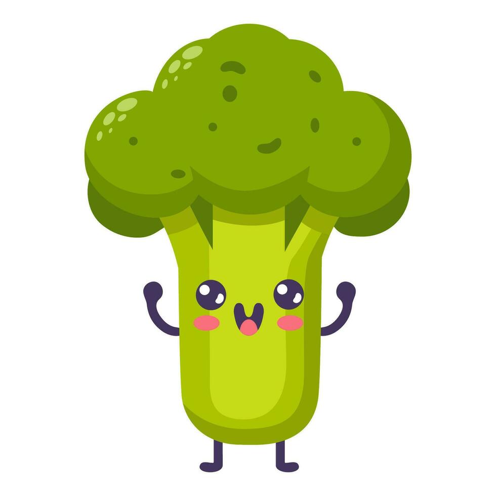 Groovy cartoon funny broccoli vector