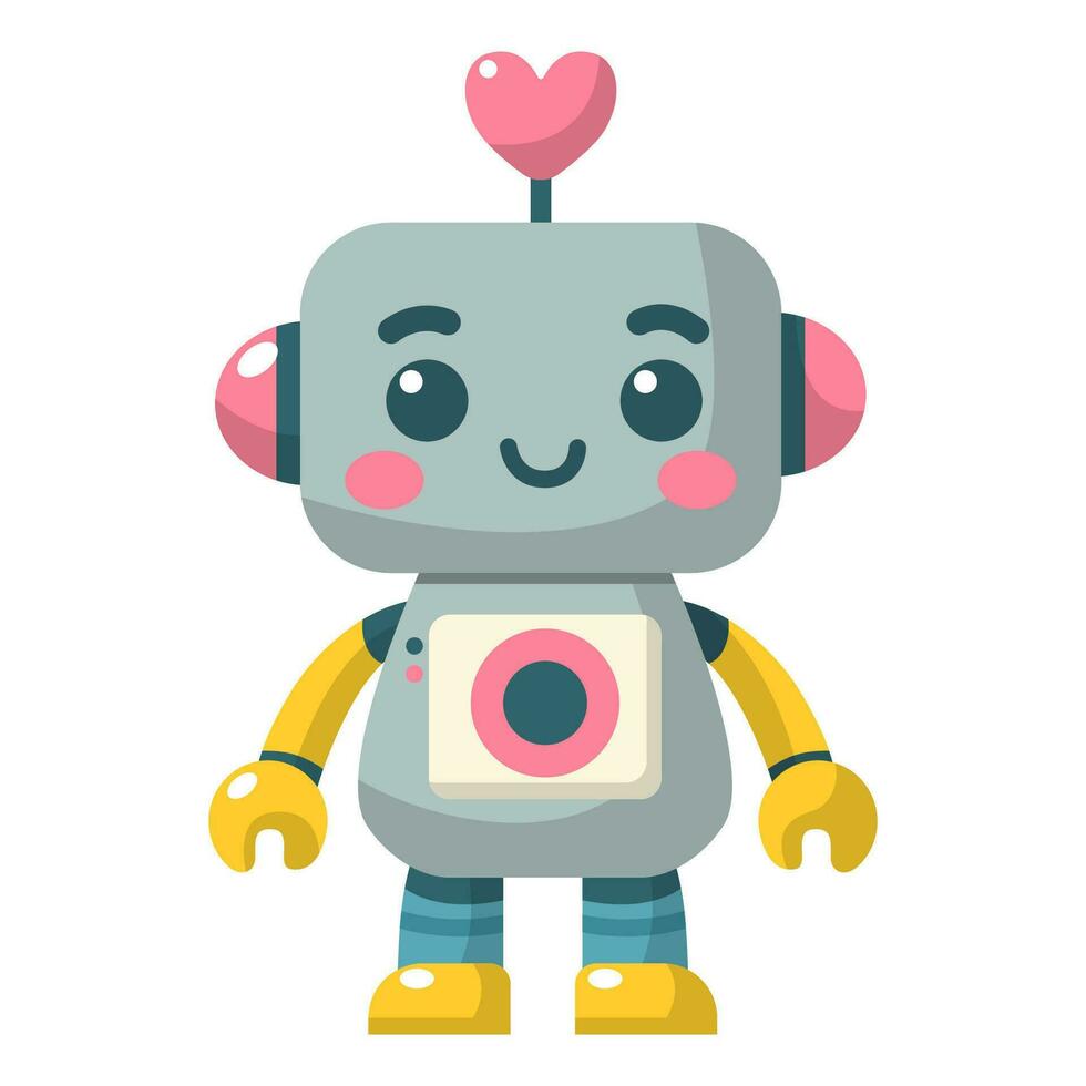 rosado robot con corazón vector