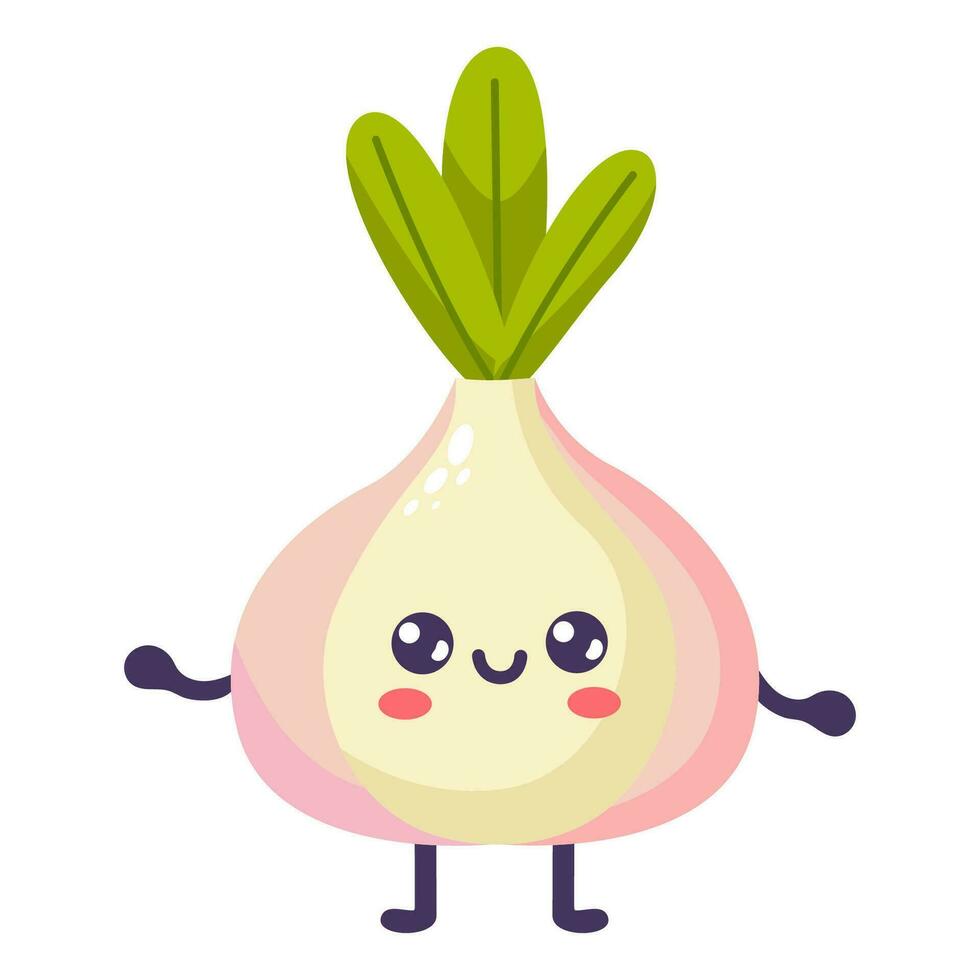 Groovy cartoon funny garlic vector