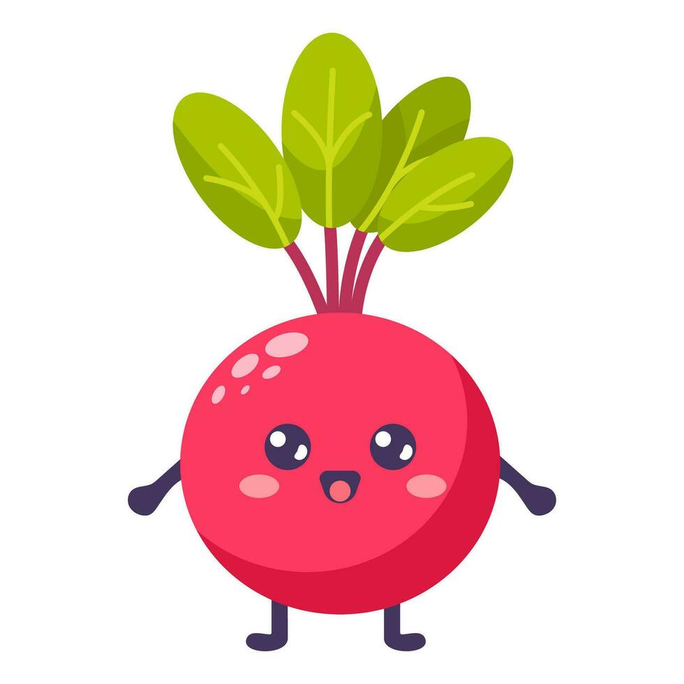 Groovy cartoon cute radish vector