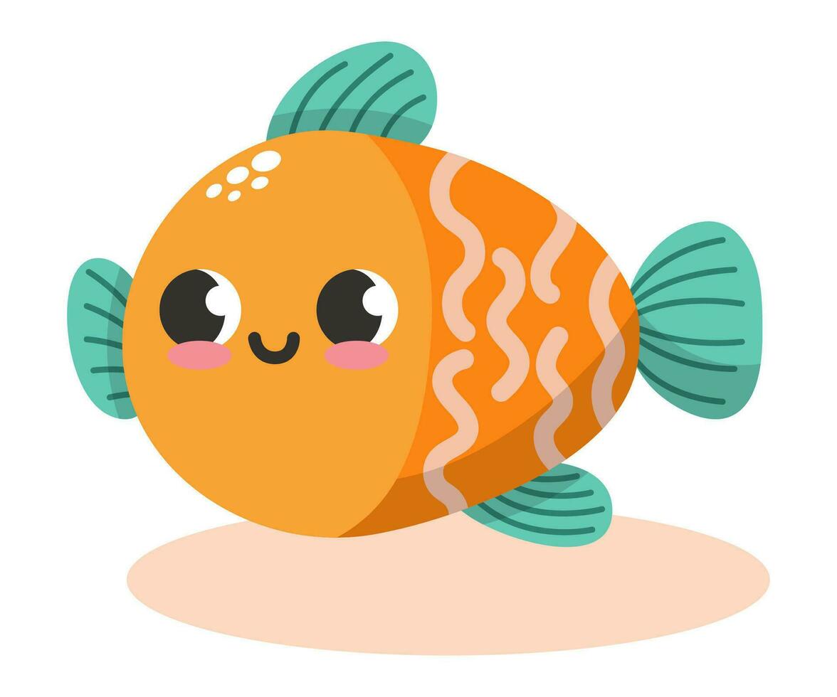 Cute orange and green fish vector