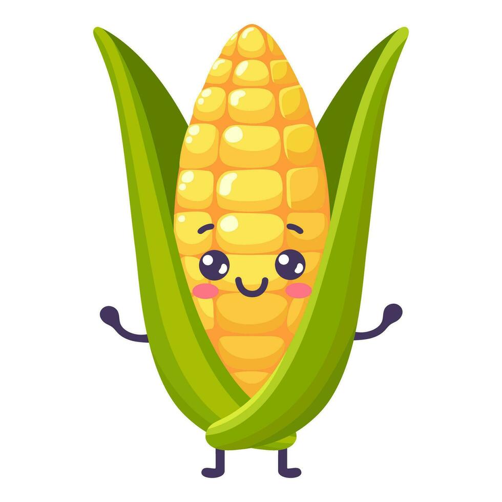 Groovy cartoon funny corn vector