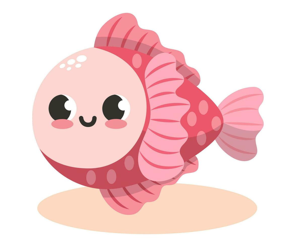 Cute pink fish vector