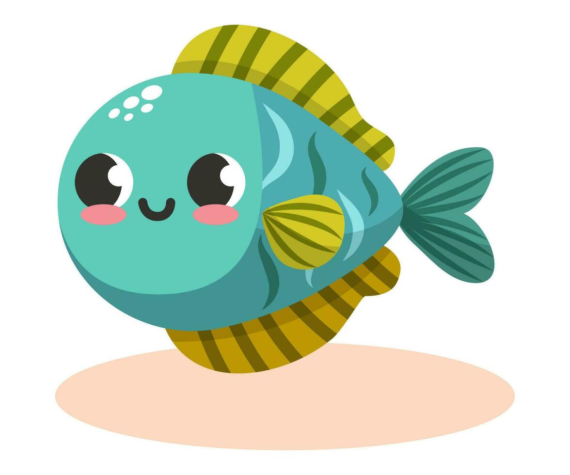 linda verde pescado vector