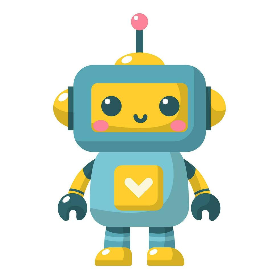 linda amarillo y azul robot vector