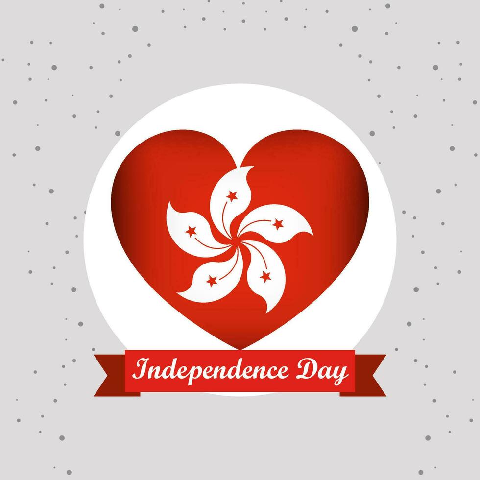 Hong Kong Independence Day With Heart Emblem Design vector