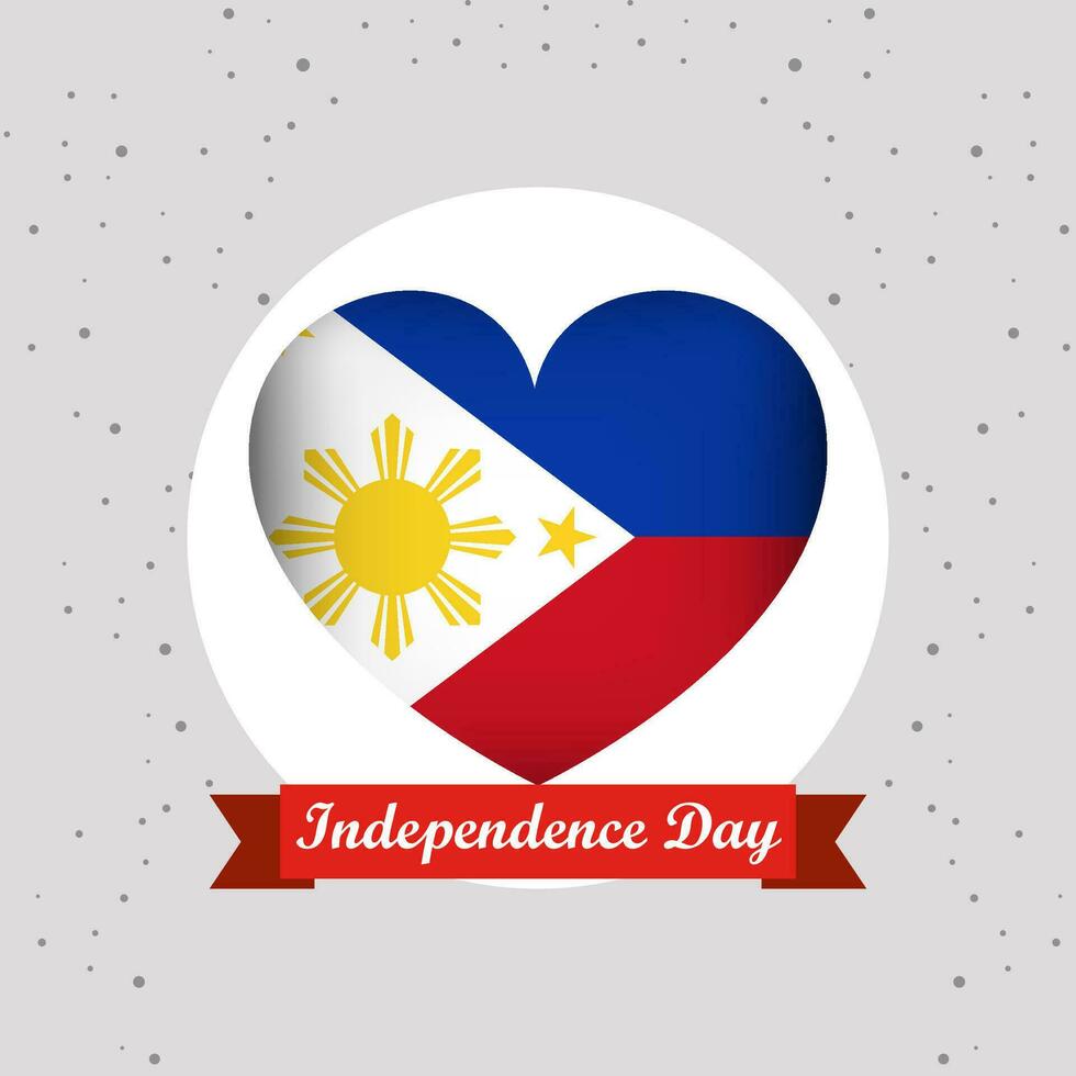 Filipinas independencia día con corazón emblema diseño vector