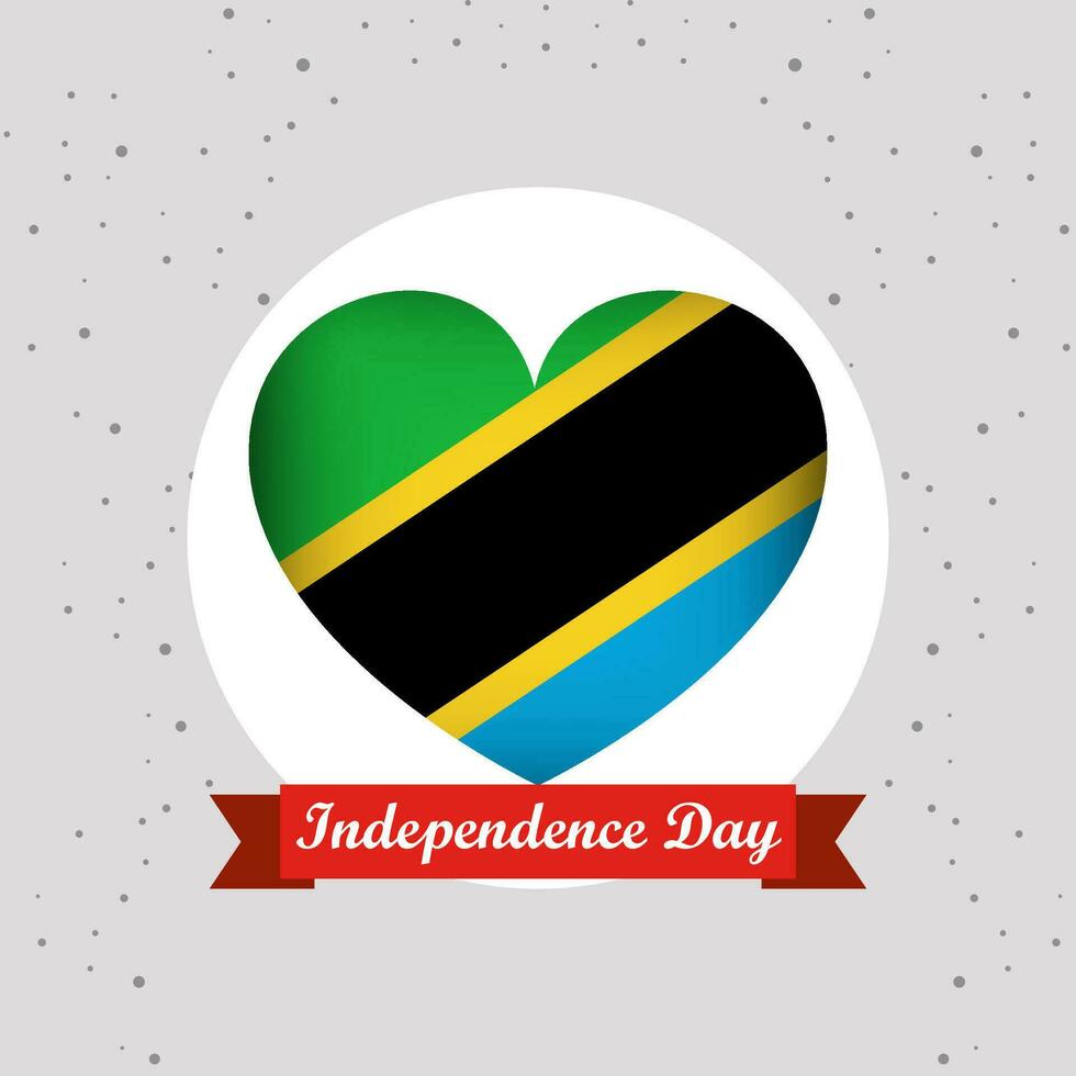 Tanzania independencia día con corazón emblema diseño vector