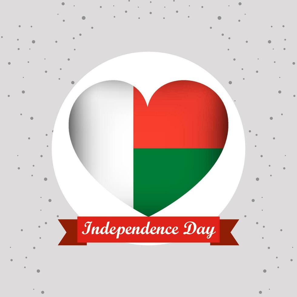 Madagascar Independence Day With Heart Emblem Design vector
