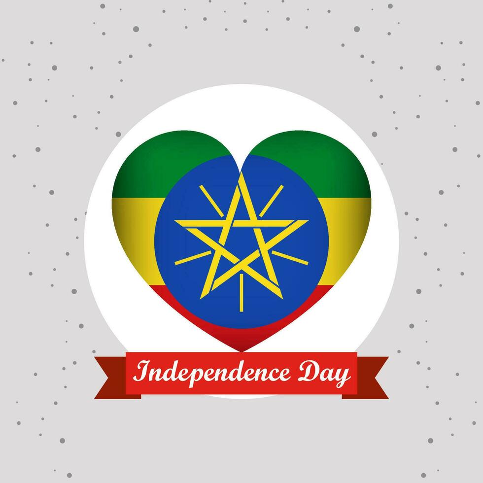 Etiopía independencia día con corazón emblema diseño vector
