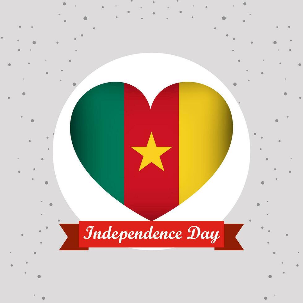 Cameroon Independence Day With Heart Emblem Design vector