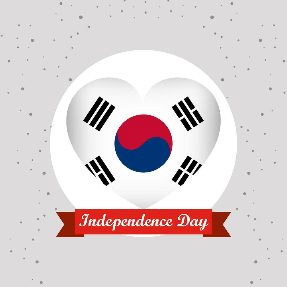 South Korea Independence Day With Heart Emblem Design vector